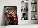 No Excuses Weightlifting Bull Glass Wall Art