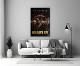 No Days Off Gold Barbell Gym Glass Wall Art