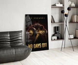 No Days Off Gold Barbell Gym Glass Wall Art