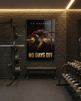 Glasbild No Days Off Gold Barbell Gym - 72x46 cm