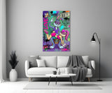 Love and Money Cartoon Rabbit Pop Art Glass Wall Art