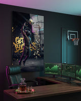 Tableau en verre Get Buckets Bull Baller Money Dunk - 72x46 cm