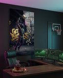 Get Buckets Bull Baller Money Dunk Glass Wall Art