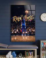 Quadro in vetro Relentless Gold Crown Basketball Jump - 72x46 cm