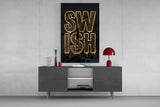 Swish Gold Net Typography Basketball Glass Wall Art