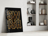 Swish Gold Net Typography Basketball Glass Wall Art