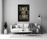 Ball Is Life Gold Typography Basketball Glass Wall Art