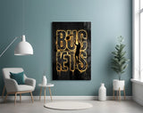 Buckets Gold Basketball Typography Glass Wall Art