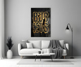 Buckets Gold Basketball Typography Glass Wall Art