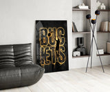 Buckets Gold Basketball Typography Glass Wall Art
