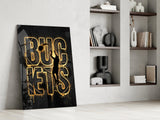 Buckets Gold Basketball Typography Glass Wall Art