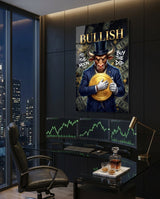 Glasbild Bullish Gold Coin Bull in Suit - 72x46 cm