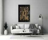 Hooper Gold Basketball Typography Glass Wall Art
