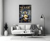 Soar Suited Eagle Gold Dollar Glass Wall Art