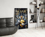 Soar Suited Eagle Gold Dollar Glass Wall Art