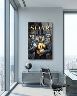 Quadro in vetro Soar Suited Eagle Gold Dollar - 72x46 cm