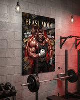 Tableau en verre Beast Mode Gorilla Gym Motivation - 72x46 cm