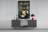 Boss Suited Gorilla Gold Dollar Glass Wall Art