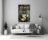 Boss Suited Gorilla Gold Dollar Glass Wall Art