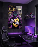 Tableau en verre Relentless Suited Panther Gold Dollar - 72x46 cm