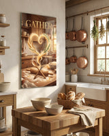 Quadro in vetro Gather Golden Flour Heart Kitchen - 72x46 cm