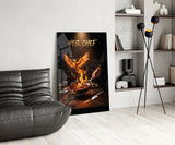 Yes Chef Fire Phoenix Flaming Pan Glass Wall Art
