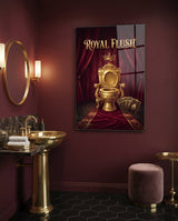 Quadro in vetro Royal Flush Golden Throne Toilet - 72x46 cm