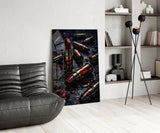 Lipstick and Bullets Red Kiss Glass Wall Art