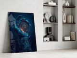 Liquid Water Hand Ornate Compass Glass Wall Art