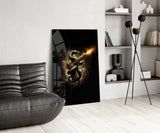 Golden Pistol and Black Serpent Glass Wall Art