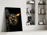 Golden Pistol and Black Serpent Glass Wall Art