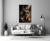 Lady Justice Bronze Scales Ember Glass Wall Art