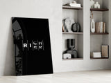Rich Risk Silver Interlock Typography Glass Wall Art