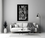 Wolf Opinion of Sheep Quote Glass Wall Art