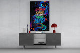 Never Give Up Neon Graffiti Quote Glass Wall Art