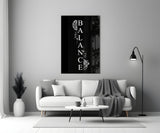 Balance Brain and Heart Quote Glass Wall Art