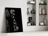 Balance Brain and Heart Quote Glass Wall Art