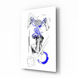 Tableau en verre Overthinking Blue Thread Brain Sketch - 72x46 cm