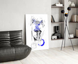 Overthinking Blue Thread Brain Sketch Glass Wall Art