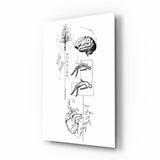 Glasbild Balance Brain Heart Tree and Divers - 72x46 cm