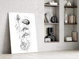 Balance Brain Heart Tree and Divers Glass Wall Art