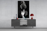 Skeletal and Living Hands Memento Mori Glass Wall Art