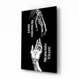 Glasbild Skeletal and Living Hands Memento Mori - 72x46 cm