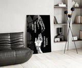 Skeletal and Living Hands Memento Mori Glass Wall Art
