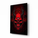 Tableau en verre Third Eye Red Horned Skull - 72x46 cm