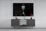 Hush Monochrome Grinning Trickster Glass Wall Art