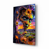 Tableau en verre Sunset Desert Sunflower Face - 72x46 cm