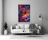 Neon Cosmic Wizard Spinning Galaxy Glass Wall Art