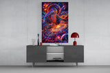 Neon Cosmic Wizard Spinning Galaxy Glass Wall Art