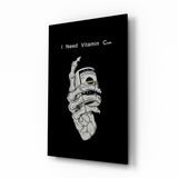 Vitamin Cash Skeleton Hand Money Glass Wall Art - 72x46 cm